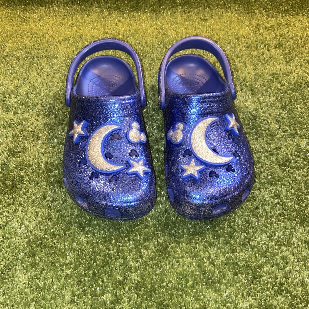 Disney Parks Sorcerer Mickey Make a Wish Blue Glitter Crocs Men’s 6 Women’s 8 - Picture 2 of 9